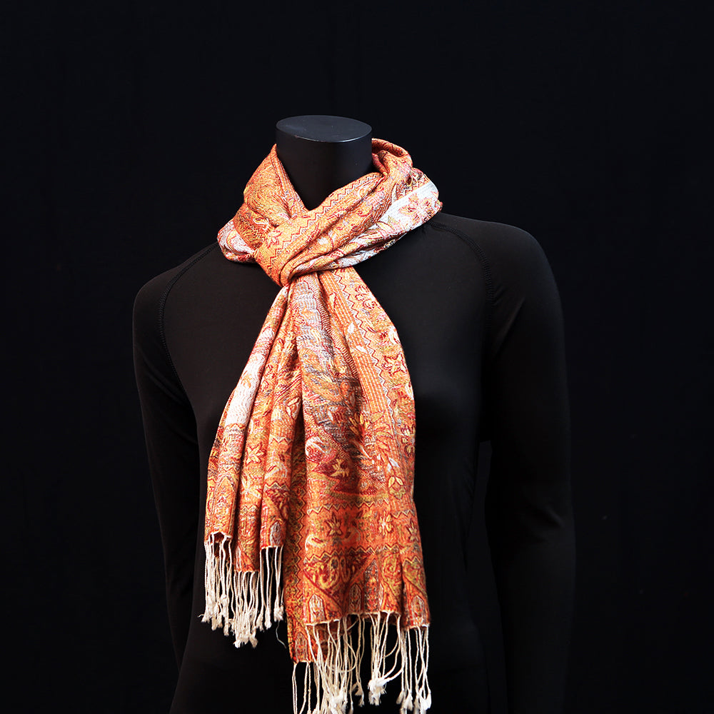 Cashmere Silk Scarf - Rust