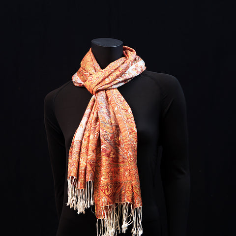 Cashmere Silk Scarf - Rust