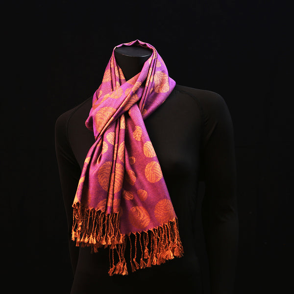 Cashmere Silk Scarf - Purple Gold