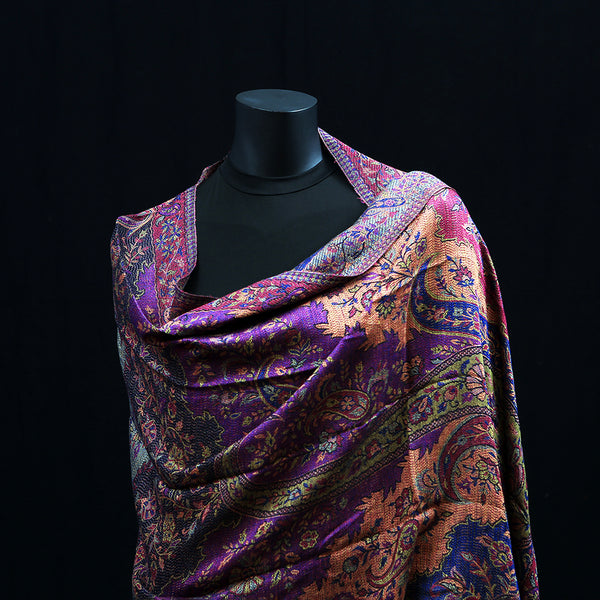 Cashmere Silk Scarf - Purple Bouquet