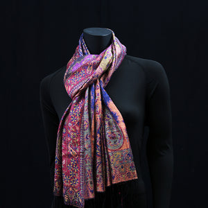 Cashmere Silk Scarf - Purple Bouquet