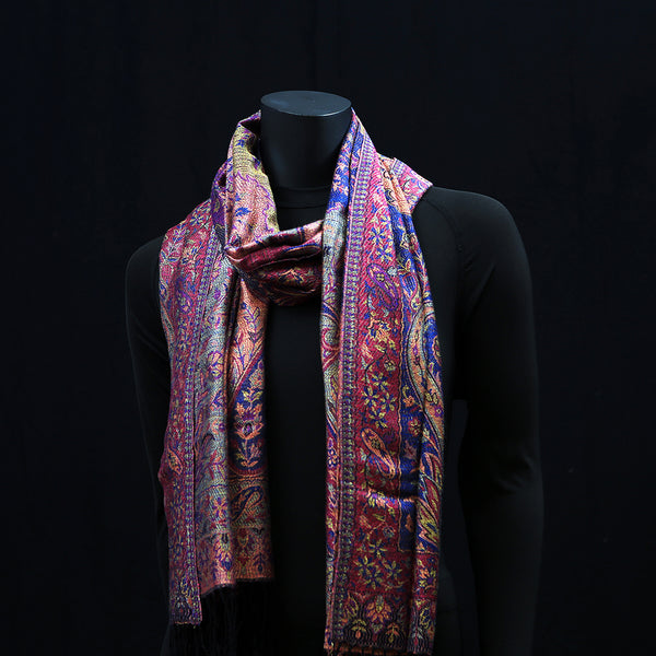 Cashmere Silk Scarf - Purple Bouquet