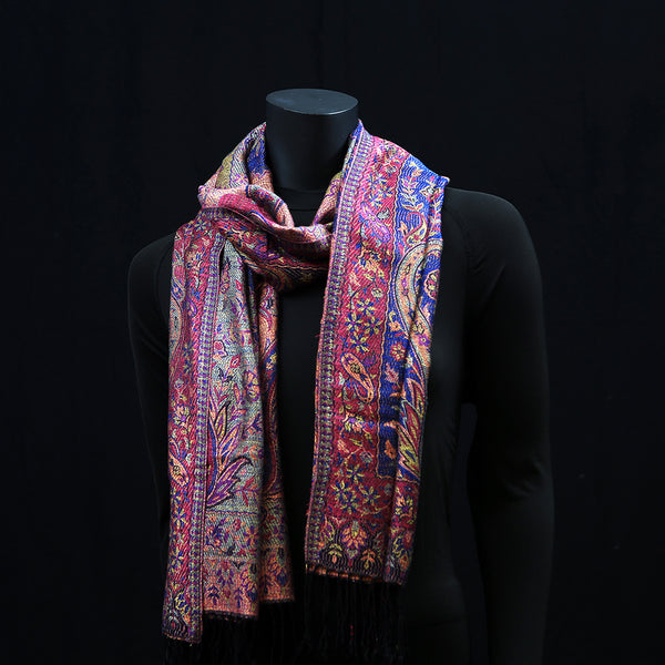 Cashmere Silk Scarf - Purple Bouquet