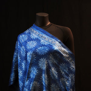 Hand printed Silk Scarf - True Blue