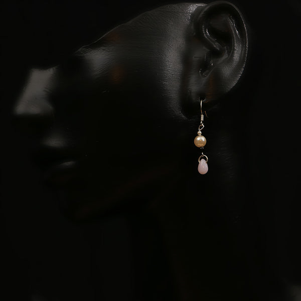 Handmade Glass Teardrops & Pearls Necklace & Earrings Set