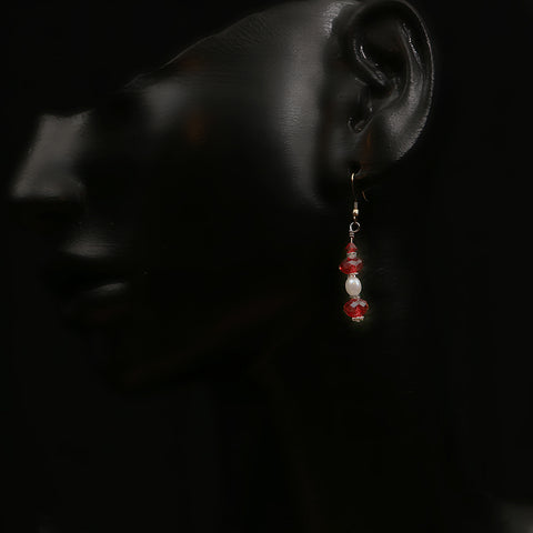 Handmade Crystal Danglers - Two Reds