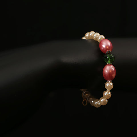 Handmade Pearls Bracelet - Red & Green