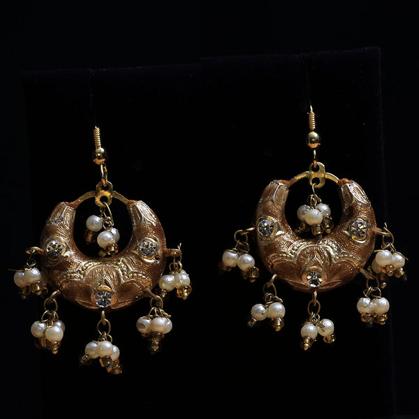 Handmade Traditional 'Lac' Jewellery - Earrings Brown Crescent