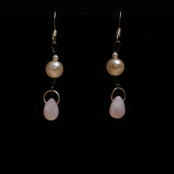 Handmade Glass Teardrops & Pearls Necklace & Earrings Set