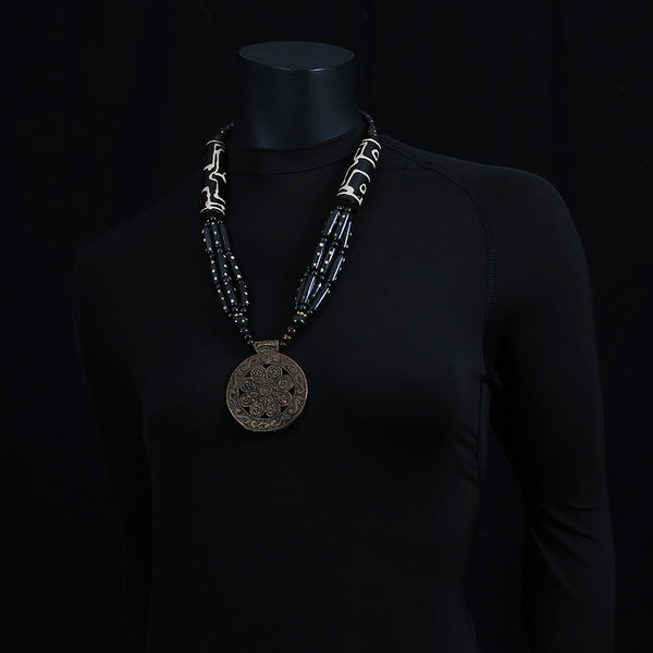 Handmade Metal & Resin Necklace - Copper