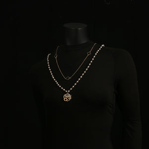 Handmade Pearl and Rose Pendant Necklace