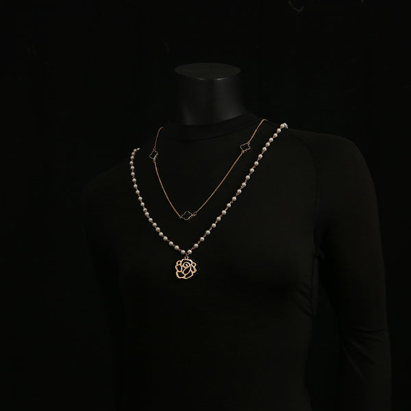 Handmade Pearl and Rose Pendant Necklace
