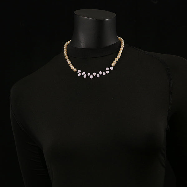 Handmade Glass Teardrops & Pearls Necklace & Earrings Set