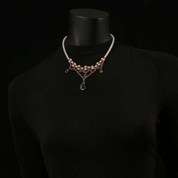 Handmade Pearls & Crystal Necklace