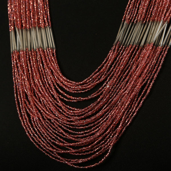 Handmade Multistrand Glass Beads Necklace - Pink