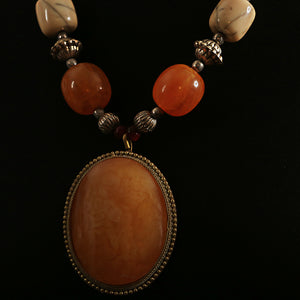 Handmade Resin & Metal Necklace - The Orange Bubble