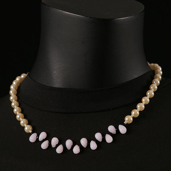 Handmade Glass Teardrops & Pearls Necklace & Earrings Set