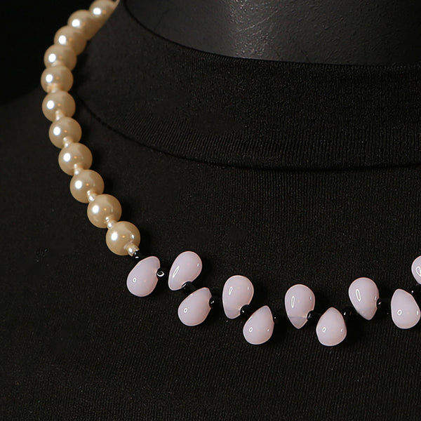 Handmade Glass Teardrops & Pearls Necklace & Earrings Set