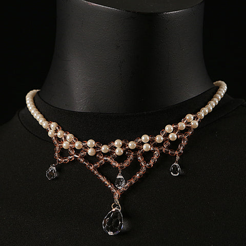 Handmade Pearls & Crystal Necklace