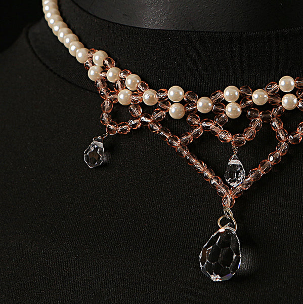 Handmade Pearls & Crystal Necklace