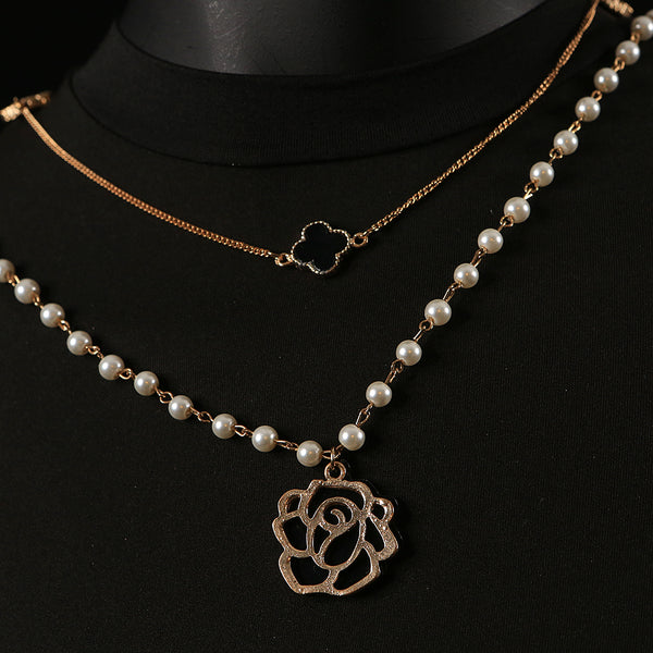 Handmade Pearl and Rose Pendant Necklace