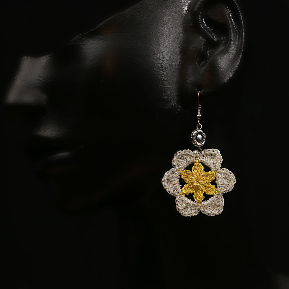 Handmade Crocheted Danglers - Daisy