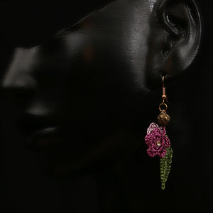 Handmade Crocheted Danglers - Green Leaves