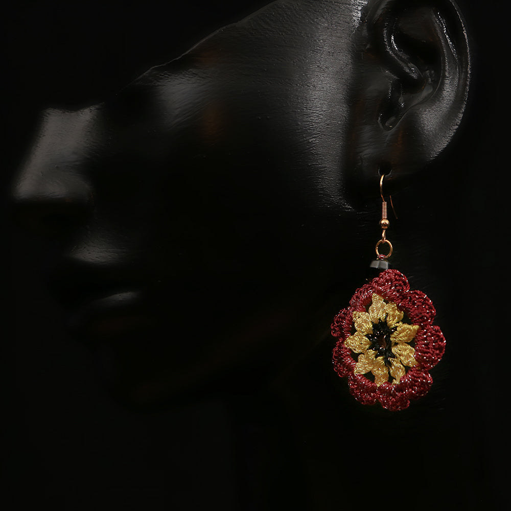 Handmade Crocheted Danglers - Red