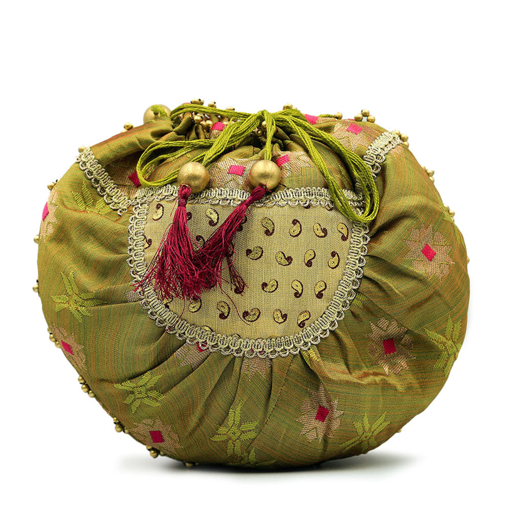 Handmade Batua Bag - Spring Green Banarsi