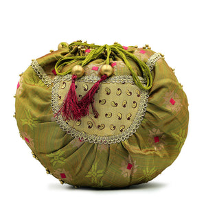 Handmade Batua Bag - Spring Green Banarsi