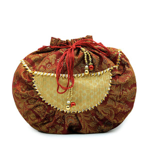 Handmade Batua Bag - Maroon Banarsi