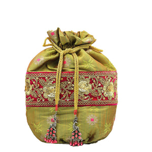 Handmade Potli Bag - Green Duotone