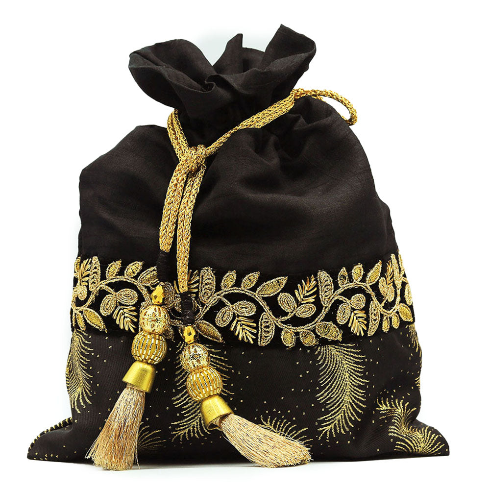 Handmade Potli Bag - Black Gold
