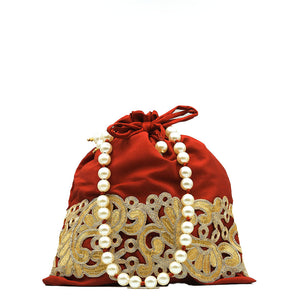 Handmade Potli Bag - Red Gold