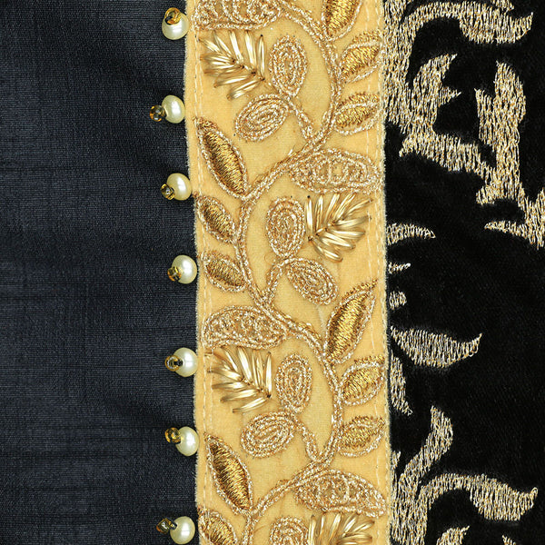 Handmade Potli Bag - Black Gold Leaf