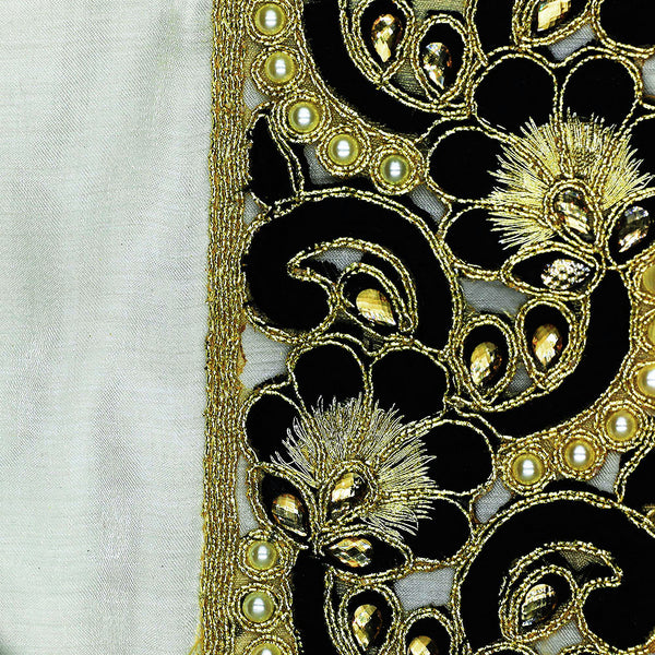 Handmade Potli Bag - Black on pearl