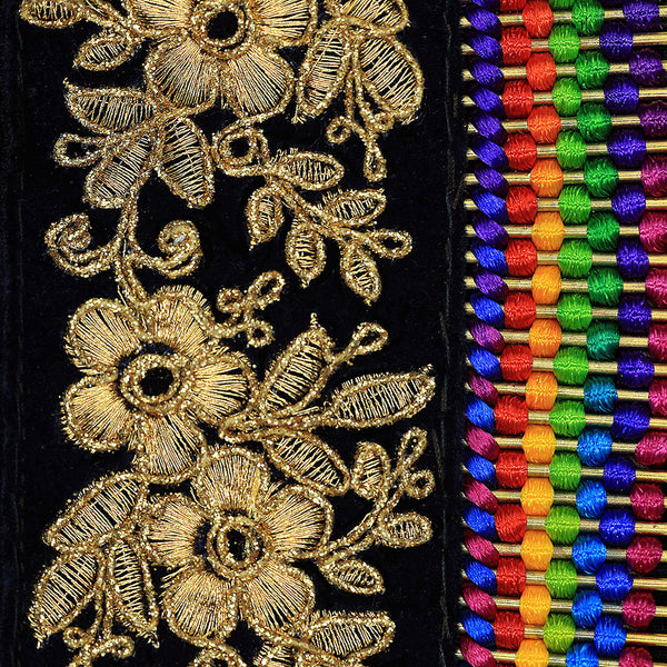 Handmade Potli Bag - Black Gold Rainbow