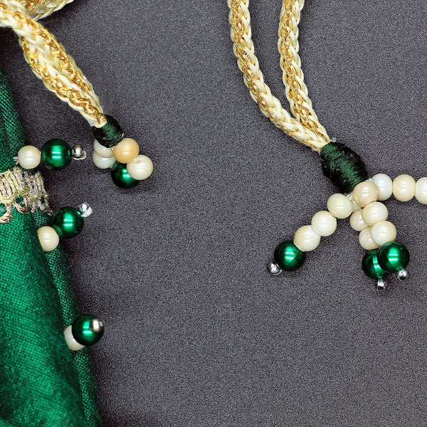 Handmade Batua Bag - Green Silk