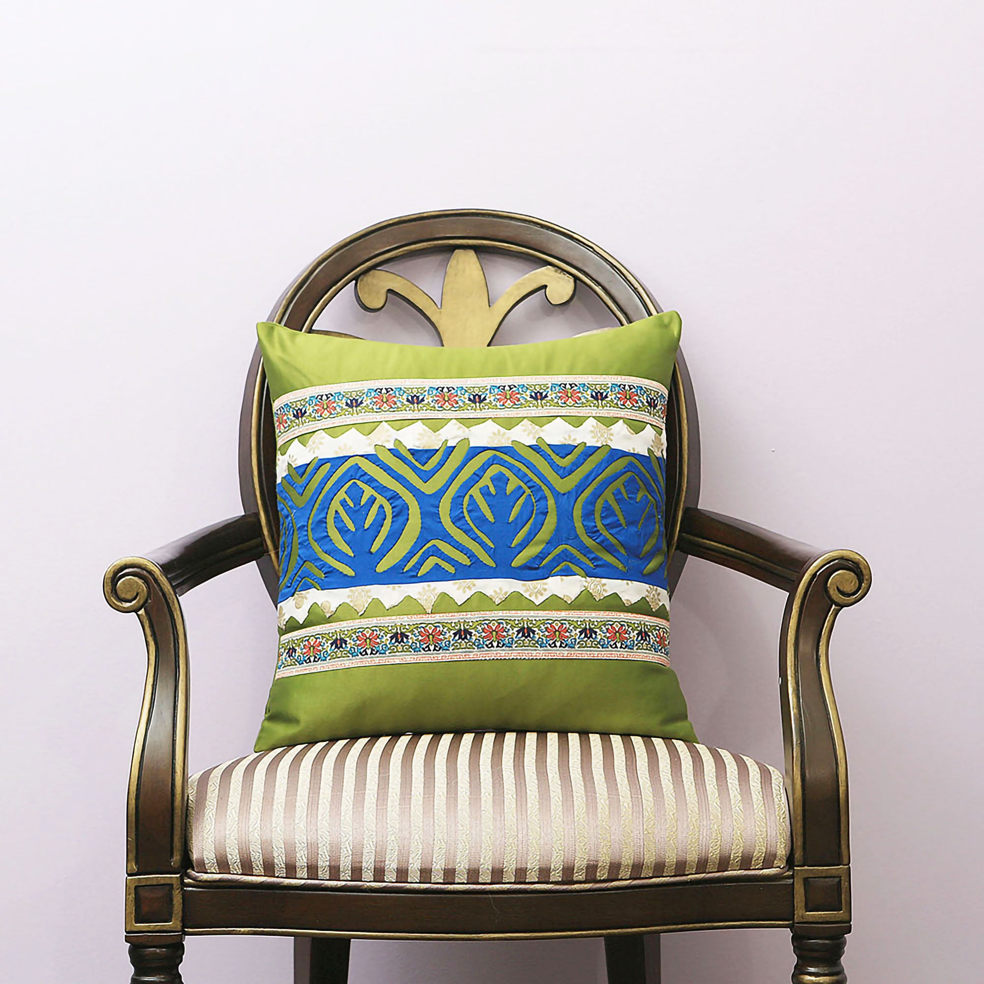 Handmade Rilli Applique Satin  Decorative Throw Pillow & Cushion Cover 18 x 18 inches