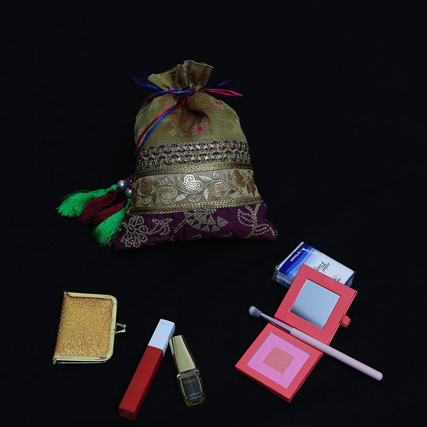 Handmade Potli Bag - Purple Gold