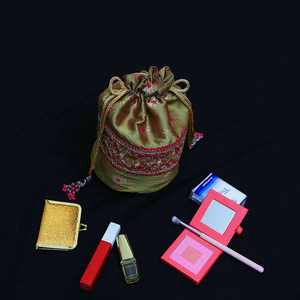 Handmade Potli Bag - Green Duotone