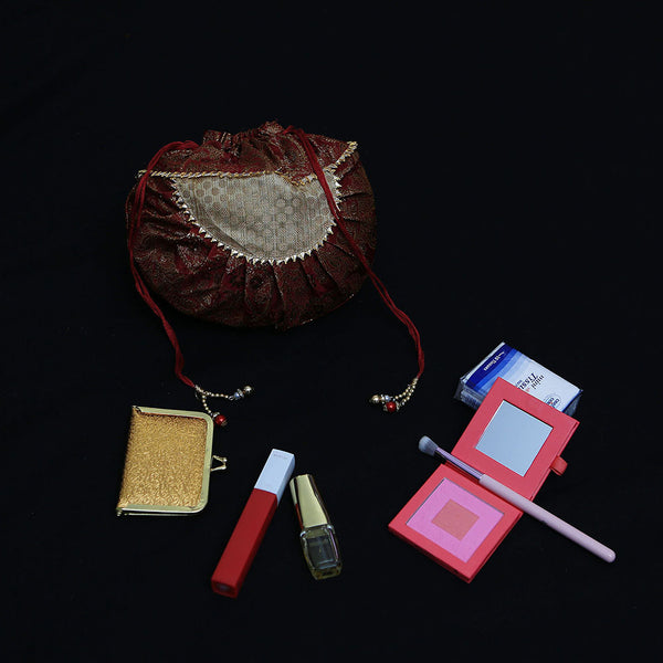 Handmade Batua Bag - Maroon Banarsi