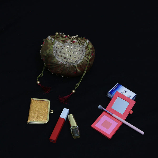Handmade Batua Bag - Spring Green Banarsi
