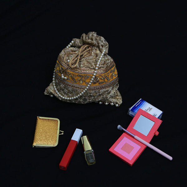 Handmade Potli Bag - Orange Gold