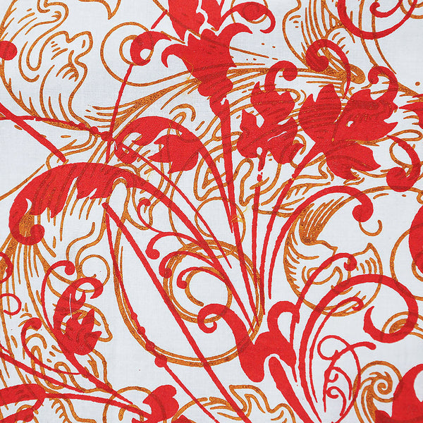 Handmade Blockprint Cotton  Decorative Throw Pillow & Cushion Cover 18 x 18 inches Red Flower