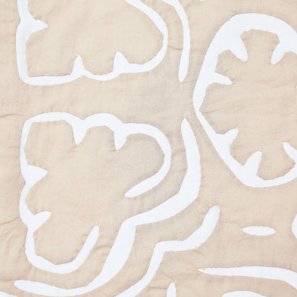 Handmade Rilli Applique Satin  Decorative Throw Pillow & Cushion Cover 18 x 18 inches Cream Rilli