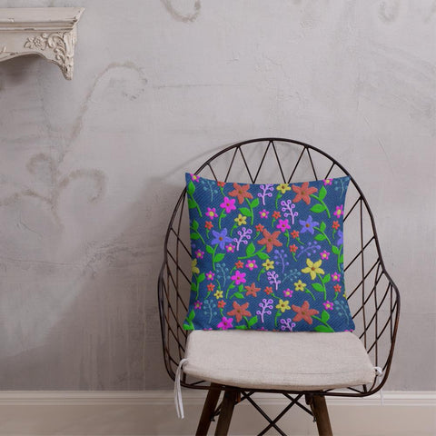 Premium Pillow / Cushion Art Print Embroidered look 18 x 18 in