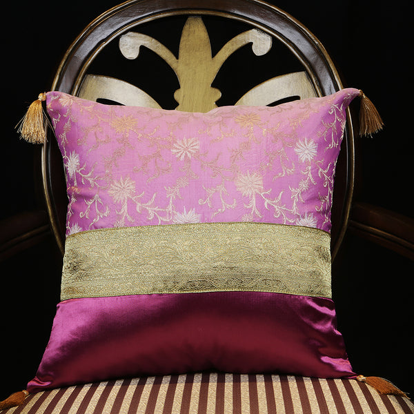 Handmade Decorative Throw Pillow Cushion & Cover Pink Silk