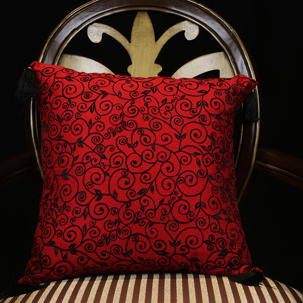 Set of 2 Handmade Decorative Pillows \u0026 Cushion Covers - Red Silk –  currypeepal, image size:1000x1000