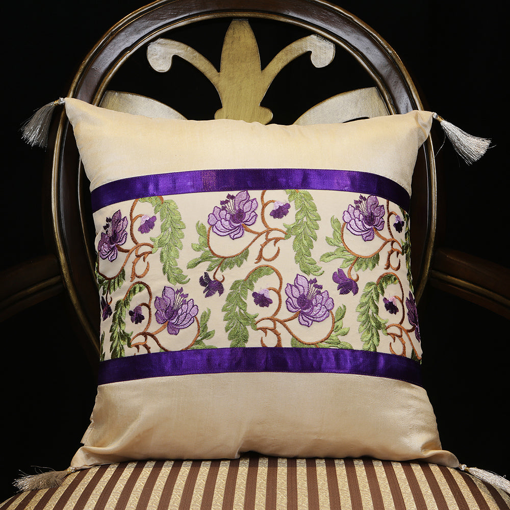 Handmade embroidered decorative throw pillow cushion & covers for home. In silk, cotton, polyester & canvas. Bring your home interior decoration ideas to life.